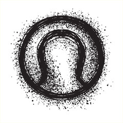 Illustration of a tennis ball in grunge or black spray paint style.