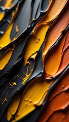Abstract art painting texture background black orange yellow color palette design art