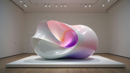 Modern art sculpture abstract contemporary art gallery exhibition pastel colors design