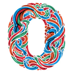 Colorful Abstract Letter O, Organic Swirl Typography