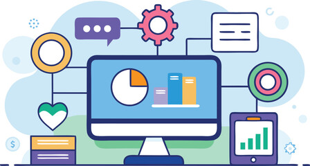 CRM Dashboard Interface Vector Icon.