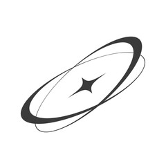 Abstract tilted orbit ring with dynamic spinning motion and central star symbol on white background vector © Oksana Kalashnykova