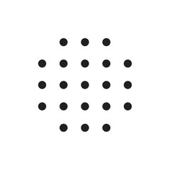 Minimal dot grid pattern with evenly spaced black circles arranged in a circular shape on white background