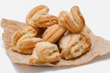 Fresh pastries. Delicious cookies on a white background