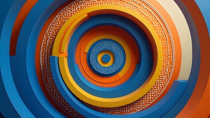 Abstract geometric background with colorful circles rings and dotted textures design