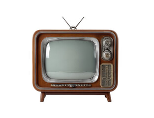 Vintage television isolated on a white background, png, transparent