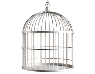 Minimalist Hanging Bird Cage with Circular Top – Side Angle View, Transparent PNG Cutout