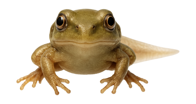 Froglet with front limbs beginning to form and tail shortening