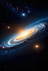 Spiral Galaxy in Deep Space Cosmic Nebula with Bright Stars Cosmos Universe