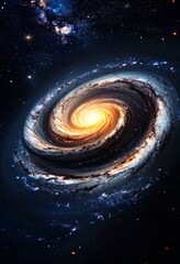Spiral Galaxy in Deep Space Cosmic Nebula and Starfield Cosmos Universe