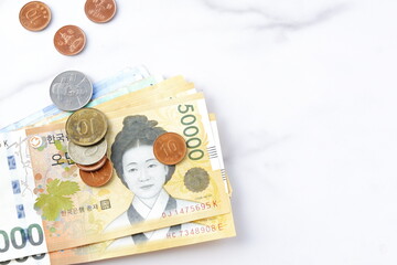 韓国の通貨、ウォンKRW（紙幣と硬貨）
