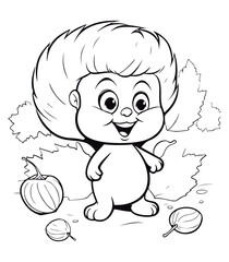 Obraz premium Coloring book for children Hazelnut Black and white vector illustration.