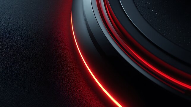 Abstract Black Textured Background with Red Neon Light and Circular Shapes Design