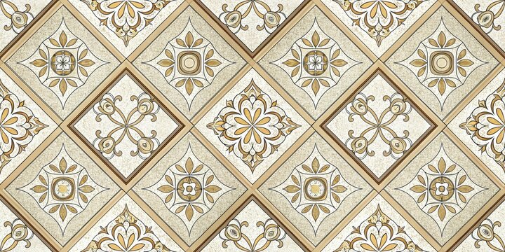 seamless floor pattern, thai art pattern on wall