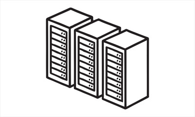 Server Rack Icon – Minimalist Data Center Vector for Tech Infrastructure and Network Storage