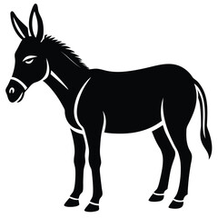 Fototapeta premium Donkey Silhouette Clipart Farm Animal Black Vector Illustration