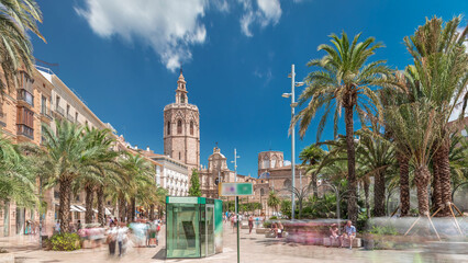 Panoramic timelapse hyperlapse of Plaza de la Reina in Valencia, Spain.