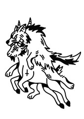 Fantasy creature art with a wolf and goat combined
