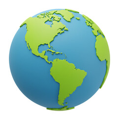 3 D Earth Globe with Green Continents and Blue Oceans isolated on a transparent background 1