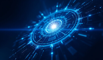Naklejka premium Abstract Blue Technological Interface with Glowing Center