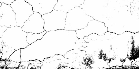 high contrast image featuring a white surface  with black cracks,  creating an abstract and distressed background look	 with textured regions concentrated towards the bottom.