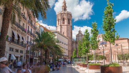 Panoramic timelapse of Plaza de la Reina in Valencia, Spain.
