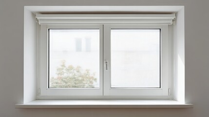 Fototapeta premium Bright and modern white window with a clean frame, surrounded by a minimalist wall, allowing natural light to enter the space.