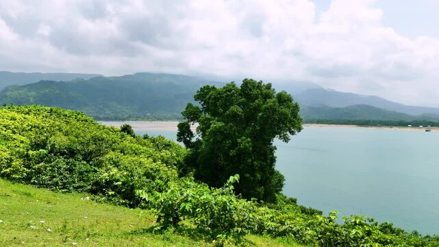 Scenic Landscape of Barek Tila in Sunamganj, Bangladesh &ndash; Hill and River View