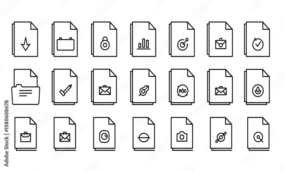 Fototapete document icons set vector illustration | business file symbol for computer, ui design, and website g