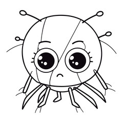 Fototapeta premium outlined baby Tick kawai coloring page illustration.