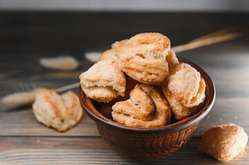 butter cookies isolated on a wooden background