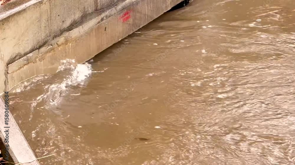 Poster experience the powerful rush of muddy creek water flowing swiftly after heavy rainfall. this vision 