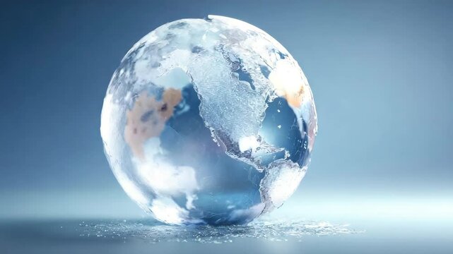 frozen planet earth in cold winter illustrated animation