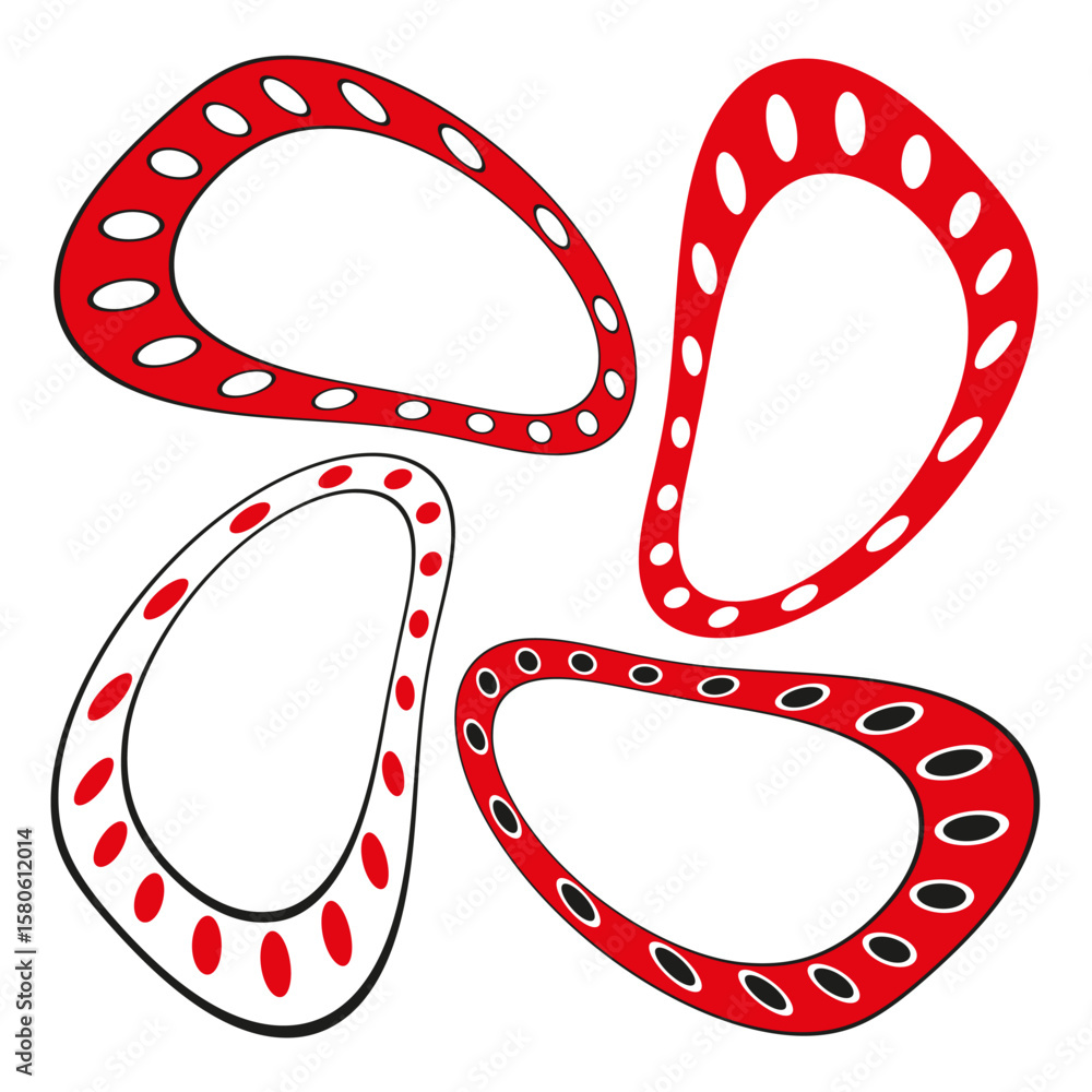 Poster red abstract shapes. organic hole patterns. decorative frame vector. modern artistic elements.