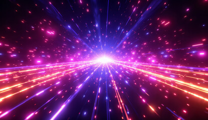 Obraz premium Vibrant Cosmic Light Trails in a Dark Space