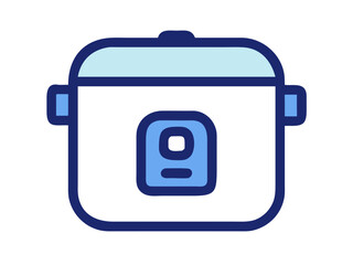 Modern white rice cooker icon, perfect for kitchen appliance design. Simple, stylized vector graphic of a white rice cooker.