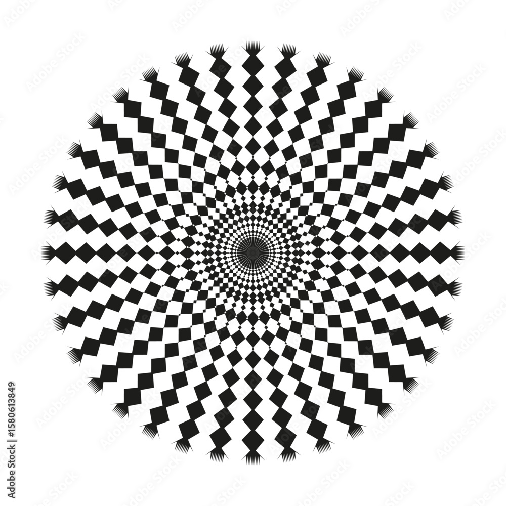 Aufkleber concentric checkerboard pattern. transdimensional phantasm illusion. optical ring vector. circular k