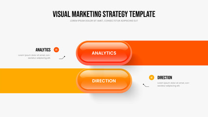 Professional Development Two Element Diagram Presentation Layout. Investor Forecast Slide Design Vector Illustration. Company Visualization 2 Step Infographic Slideshow Template.