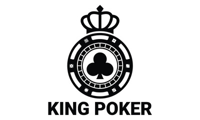 Poker club logo, poker coin logo design vector icon template