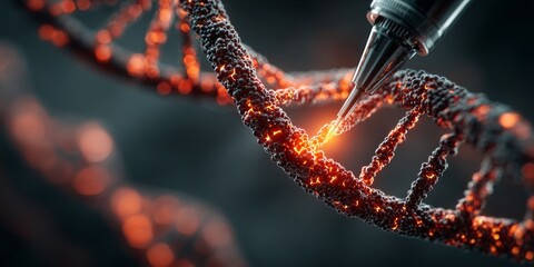 High tech laboratory environment with holographic DNA helix manipulation using CRISPR gene editing interface