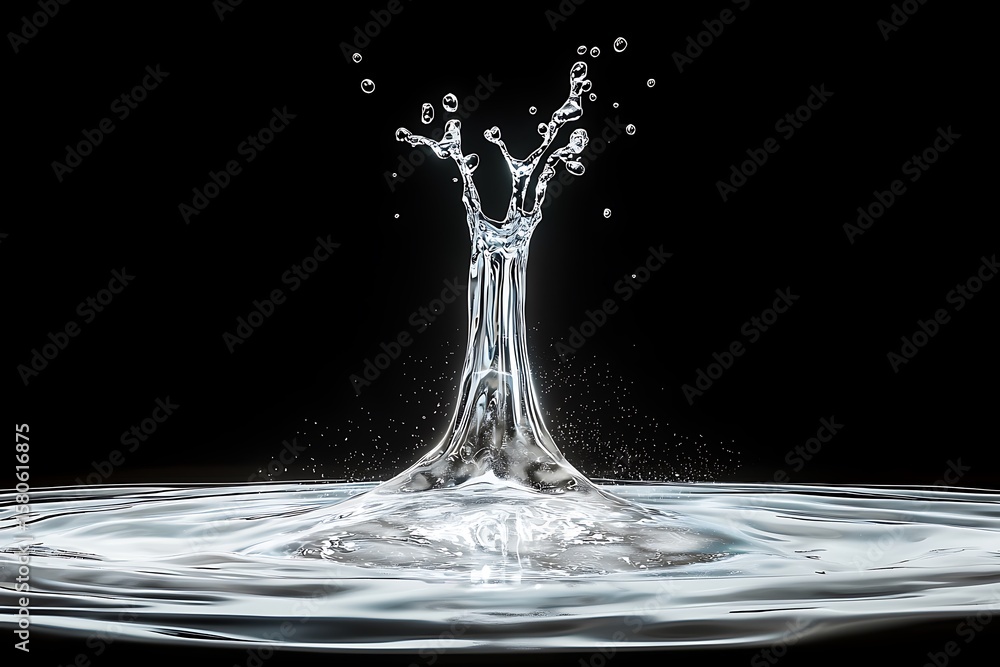 Aufkleber high-speed capture of water splashing and creating beautiful form above calm water surface