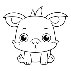 Fototapeta premium Coloring book for kids Pig vector Black vector illustration.