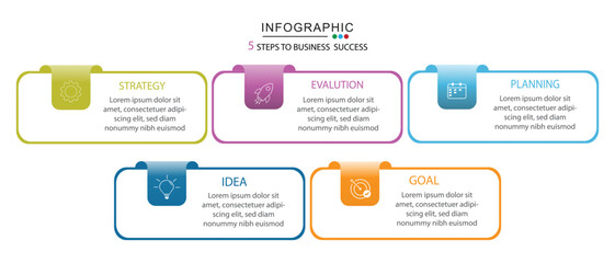 5 step business infographic template, infographic design,  timeline infographic, circle, editable, vector illustration.