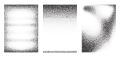 Set of noise grainy frames. Shading borders, backgrounds, stipple dotted sand effect, abstract dot work gradient pattern. Retro vintage textures for banner, poster.