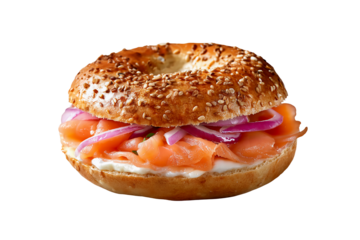 Bagels with salmon and onions