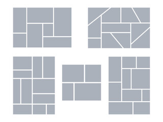 Frame and photo mosaic layout with template for moodboard, collage, and image display. Use as a background board or album page with clean rectangle shape. Great for comic or manga design.