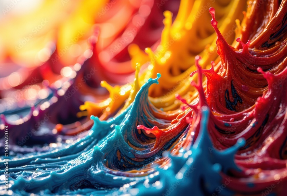 Aufkleber colorful paint splashes creating vibrant abstract pattern on surface