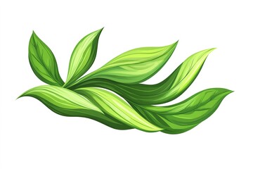 Obraz premium Green foliage watercolor gold lines white background