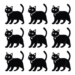 Fototapeta premium Nine black cats walking