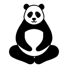 Sitting panda bear animal mammal wildlife fauna silhouette vector illustration